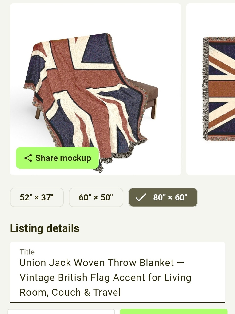 NWT Union Jack Brittish Flag Inspired Woven Tapestry Style Throw Blanket